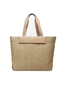 Calvin Klein Torebka Ck Raffia Large Shopper K60K613025 Beżowy - Torebki damskie - miniaturka - grafika 1