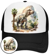 Czapki i chusty sportowe męskie - Czapka z Daszkiem Dinozaur Czarna z Nadrukiem Na Lato Siatka Bejsbolówka - miniaturka - grafika 1