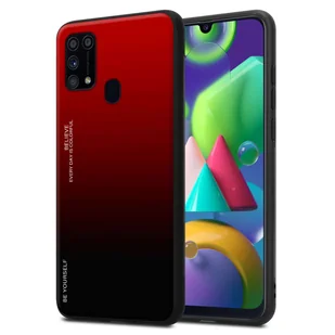 Etui Cadorabo do Samsung Galaxy M31 w kolorze CZERWONYM - CZARNYM Dwukolorowe etui ochronne wykonane ze szkła hartowanego i silikonowej nakładki TPU na telefon komórkowy - Etui i futerały do telefonów - miniaturka - grafika 1