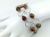 Bransoletki - Bransoletka posrebrzana, agat, znak Byka, szerokość 3.2 cm, obwód 17-22 cm - miniaturka - grafika 1