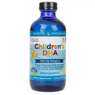 Omega Pharma NORDIC NATURALS Nordic Naturals Childrens DHA 3 525mg dla dzieci 1+ smak truskawkowy 237 ml 1125068 - Witaminy i minerały - miniaturka - grafika 1