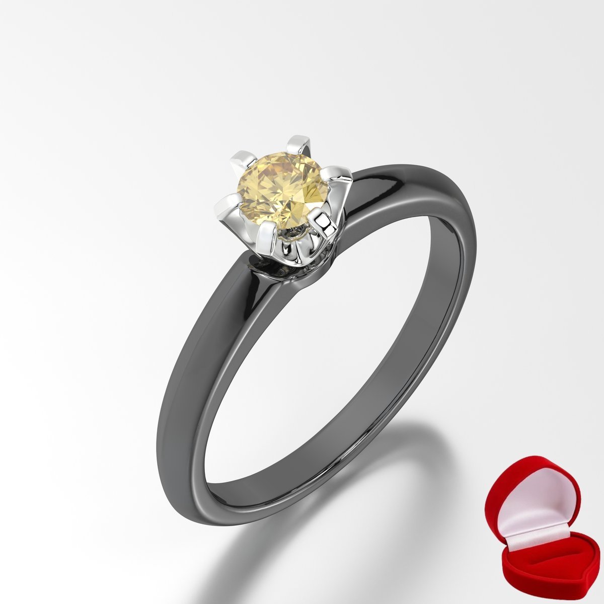 ZŁOTY PIERŚCIONEK ZARĘCZYNOWY 585 14k SZAFIR 0,19 ct CZARNE ZŁOTO R17
