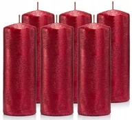 Świece - Świeczki ozdobne zestaw 6 świec walec15/6 czerwone - miniaturka - grafika 1