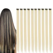 Pozostałe akcesoria fryzjerskie - TEMU 10-pak beżowych doczepianych włosów, 20-calowe długie proste włosy syntetyczne na Halloween, imprezę modową, Boże Narodzenie, prezent noworoczny - miniaturka - grafika 1