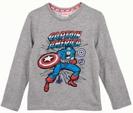 Bluzki damskie - Bluzka dla chłopca, Marvel, Avengers, Kapitan Ameryka, kolor szary, bawełna, wiskoza, długi rękaw, rozmiar 128 cm - miniaturka - grafika 1