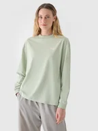 Koszulki sportowe damskie - Damski longsleeve z nadrukiem 4F 4FWAW24TLONF311 -zielony - miniaturka - grafika 1
