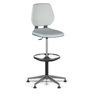 Fotele i krzesła biurowe - B2B Partner Krzesło robocze ALLOY PU, wysokie, ślizgacze, szare 280713 - miniaturka - grafika 1