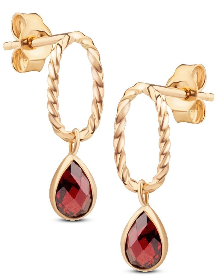 ZŁOTE KOLCZYKI OWALNE BURSZTYNOWY KAMIEŃ 585