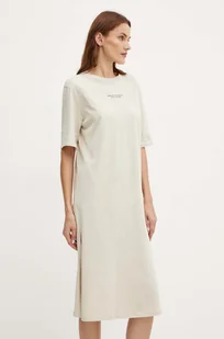 Armani Exchange sukienka kolor beżowy maxi prosta - Sukienki - miniaturka - grafika 1