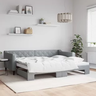 vidaXL Sofa rozsuwana, jasnoszara, 90x200 cm, tkanina - Sofy i kanapy - miniaturka - grafika 1