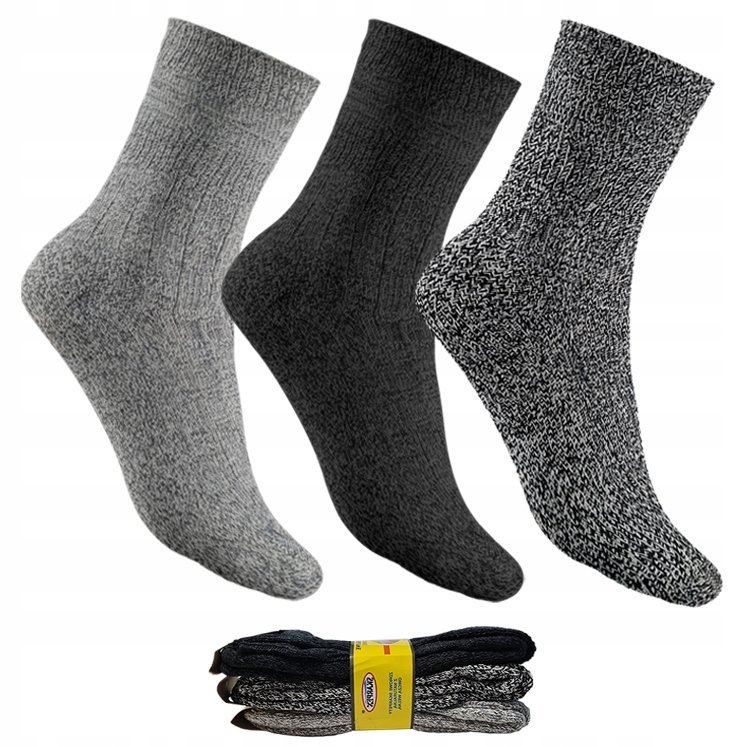 3x Męskie SKARPETY WEŁNIANE Grube BEZUCISKOWE r. 39-42
