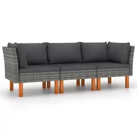 Sofy ogrodowe - VidaXL 3-osobowa sofa ogrodowa z poduszkami, polirattan, szara! 3059707 - miniaturka - grafika 1