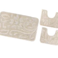 Dywaniki łazienkowe - Dywanik łazienkowy Zestaw 3 Sztuk Jednolity Kolor Antypoślizgowy Girowater Chłonny Miękki Beżowy - miniaturka - grafika 1