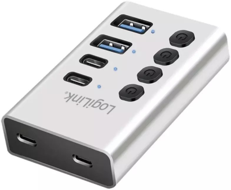 HUB USB LogiLink Hub 4xUSB3.2 Gen1 z przełącznikiem on/off UA0446
