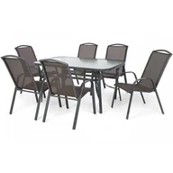 Meble ogrodowe - Home&Garden Meble ogrodowe metalowe Sevilla Atlanta Grey / Brown Triangles 6+1 159275 - miniaturka - grafika 1
