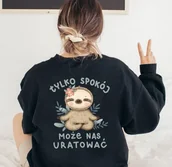 Bluzy damskie - czarna damska bluza tylko spokój może nas uratować - miniaturka - grafika 1