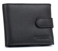 Portfele - Skórzany portfel męski na zatrzask klasyczny czarny poziomy 4U CAVALDI mały funkcjonalny na gotówkę i karty ochrona RFID STOP - miniaturka - grafika 1