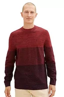 Swetry męskie - TOM TAILOR Sweter męski, 32795-red Multi Structure Design, M - miniaturka - grafika 1