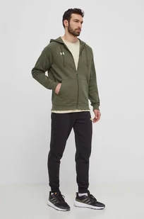 Under Armour bluza męska kolor zielony z kapturem gładka - Bluzy męskie - miniaturka - grafika 1
