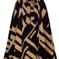 Spódnice - TEMU Modna Spódnica A-Line dla Kobiet – Elegancka, Wielofunkcyjna, Casualowa z Kokardą i Kolorowym Nadrukiem, Idealna na Codzienność i Dojazdy - miniaturka - grafika 1