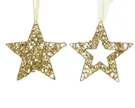 Bombki - Metalowa złota zawieszka na choinkę gwiazdka - miniaturka - grafika 1