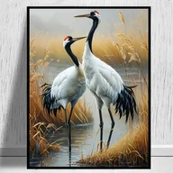 Inne - TEMU 1 Zestaw do Malowania Diamentami 5D DIY - Spokojne Białe Żurawie przy Wodnej Scenie - Okrągła Mozaika Diamentowa na Płótnie, Idealna do Salonu, - miniaturka - grafika 1