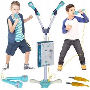 2X MIKROFON KARAOKE DLA DZIECI NA STATYWIE PODWÓJNY LED GŁOŚNIK Z BRAWAMI Z668X - Zabawki interaktywne dla dzieci - miniaturka - grafika 1