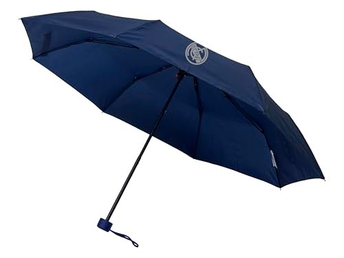 CyP Brands Real Madryt parasol przeciwdeszczowy, składany, parasol ręczny, 48 cm, czarny, oficjalny produkt, Czarny (Black)