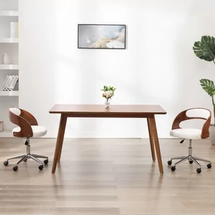 vidaXL Krzesła obrotowe, 2 szt., białe, gięte drewno i sztuczna skóra - Krzesła - miniaturka - grafika 1