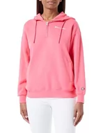 Bluzy damskie - Champion Legacy American Classics W-Light Powerblend Fleece Oversized Half Zip Bluza damska, Różowy Fluo, XL - miniaturka - grafika 1