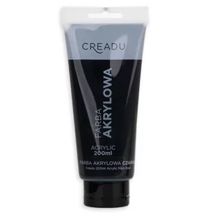 CREADU, Farba akrylowa, czarny, 200 ml - Farby i media malarskie - miniaturka - grafika 1