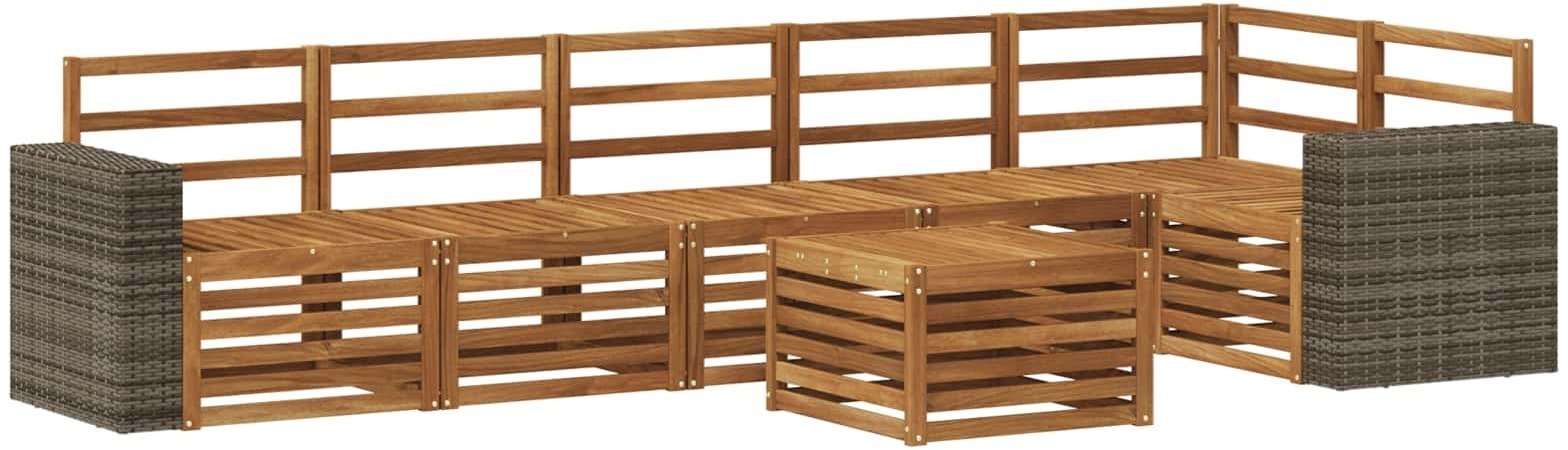 vidaXL Zestaw sofy narożnej 7 pcs naturalny Lite Drewno Akacji