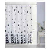 Zasłony prysznicowe - Zasłonka poliester 180 x 180 cm biało-czarna - miniaturka - grafika 1