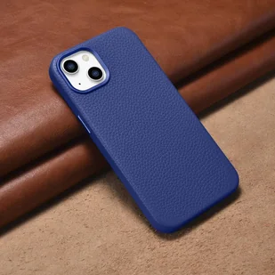 iCarer Litchi Premium Leather Case skórzane etui iPhone 14 magnetyczne z MagSafe ciemnoniebieski (WMI14220709-DB) - Etui i futerały do telefonów - miniaturka - grafika 14