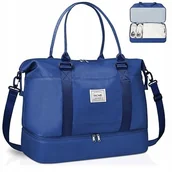 Torebki damskie - TORBA PODRÓŻNA WEEKENDOWA WODOODORNA Z KIESZENIĄ NA MOKRE RZECZY DLA MAMY - miniaturka - grafika 1