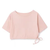 Bluzki dla dziewczynek - Bluzka z krótkim rękawem oversize różowa 68/74 - Karen - miniaturka - grafika 1