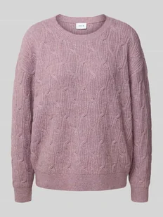 Sweter z dzianiny z fakturowanym wzorem model ‘LASSIA’ - Swetry damskie - miniaturka - grafika 1