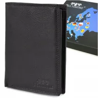Portfele - Portfel Skórzany Męski Klasyczny Skóra Naturalna Duży Pionowy Czarny RFiD - miniaturka - grafika 1