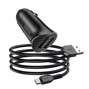Hoco Ładowarka Samochodowa 18W 2xUSB QC3.0 + Kabel Micro USB Z39 Quick Charge 3.0 czarna - Ładowarki samochodowe - miniaturka - grafika 1