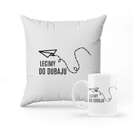Gadżety dla niej i dla niego - ZESTAW PODUSZKA + kubek Lecimy do Dubaju + IMIĘ - miniaturka - grafika 1