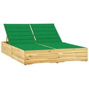 Leżaki ogrodowe - vidaXL Lumarko Podwójny leżak z zielonymi poduszkami, impregnowana sosna! 3065974 - miniaturka - grafika 1