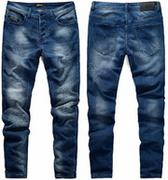 Spodnie męskie - Spodnie jeansowe męskie granatowe slim Recea - miniaturka - grafika 1