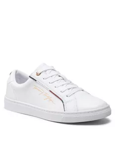 Tommy Hilfiger Sneakersy Signature Sneaker FW0FW06322 Biały - Sneakersy damskie - miniaturka - grafika 1