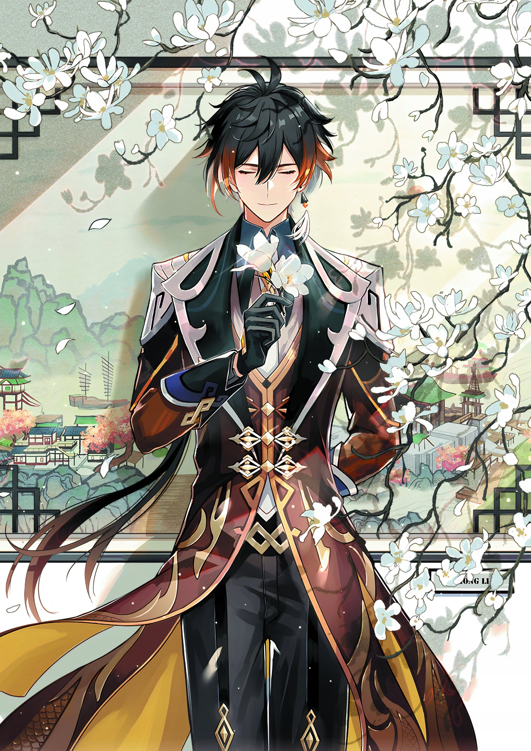 Plakat A3 Genshin Impact Anime Gra Zhongli Morax