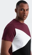 Koszulki męskie - Ombre Męski t-shirt trójkolorowy bawełniany - bordowo-czarny V5 OM-TSCT-0174 S - miniaturka - grafika 1