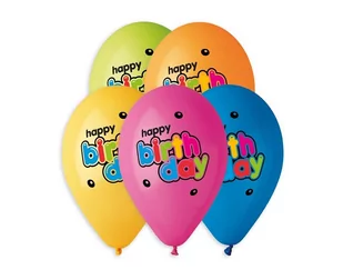 GMR Balony lateksowe Happy Birthday - 33 cm - 5 szt. GS120/891 - Balony i akcesoria - miniaturka - grafika 1