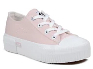 Trampki damskie - Trampki damskie na platformie tekstylne różowe klasyczne Lee Isla-40 - miniaturka - grafika 1