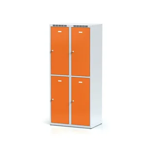 Alfa 3 Metalowa szafka ubraniowa 4-drzwiowa, drzwi pomarańczowe, zamek obrotowy 1261749 - Szafki BHP - miniaturka - grafika 1