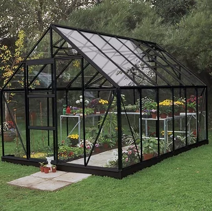 HALLS szklarnia ogrodowa Universal 128 czarna (9.9 m2; 2,57 x3,84 m), szkło hartowane + baza - Szklarnie ogrodowe HALLS szklarnia ogrodowa Universal 128 czarna (9.9 m2; 2,57 x3,84 m), szkło hartowane + baza - Szklarnie ogrodowe - miniaturka - grafika 1