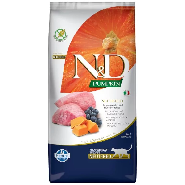 Farmina N&D Pumpkin Cat Neutered Adult lamb & blueberry 5 kg